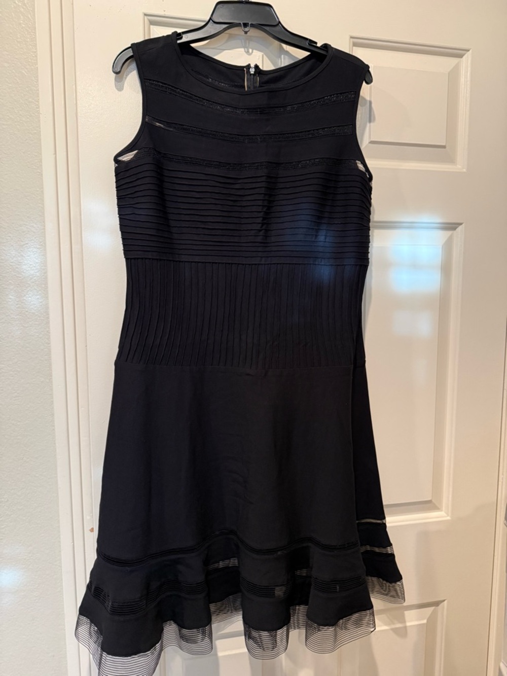 Tadashi Shoji Black Textured Fit-and-Flare Dress